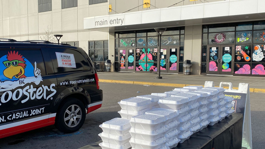 Roosters meal delivery van