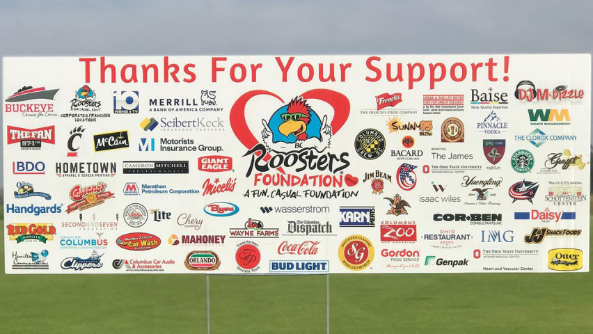 Roosters Thanks for your support banner